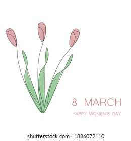 Womens day card wit flowers, vector illustration
