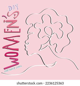 Women's day is celebrated every year on 8th of March. women and girls are effective and powerful leaders. Women empowerment leadership and participation awareness poster design. Hand drawn vectors.