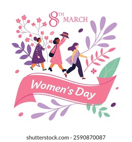 Women's Day Celebration Illustration – 8 March Feminine Empowerment Artwork