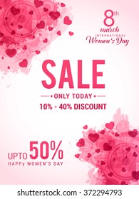 Women's Day celebration Poster, Banner or Flyer design of Sale with different discount offer.