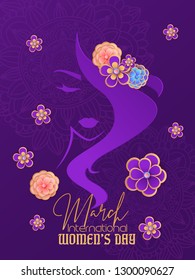 Women's Day ,character and decorative paper cut flowers for woman,