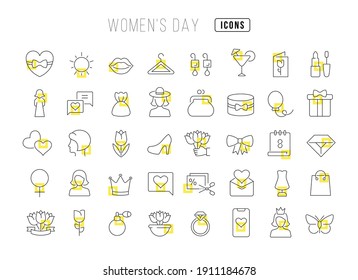 Women's Day. Collection of perfectly thin icons for web design, app, and the most modern projects. The kit of signs for category Holidays.