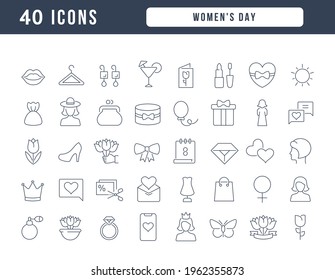 Women's Day. Collection of perfectly thin icons for web design, app, and the most modern projects. The kit of signs for category Holidays.