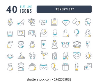 Women's Day. Collection of perfectly thin icons for web design, app, and the most modern projects. The kit of signs for category Holidays.