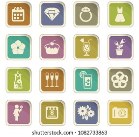 Womens Day colored paper stickers with icons