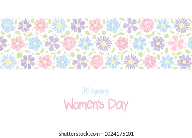 Women's Day - concept of a card with hand drawn flowers. Vector.