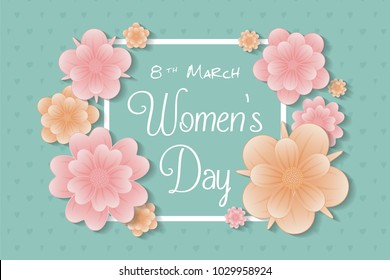 Women's Day - design of a card with beautiful flowers. Vector.