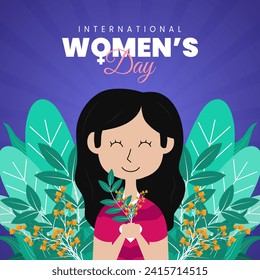 womens day design with floral wreath, mimosa flowers, and women. suitable for social media posts, banners, posters, and greeting cards