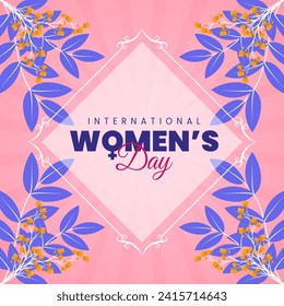 womens day design with floral wreath and mimosa flowers. suitable for social media posts, banners, posters, and greeting cards