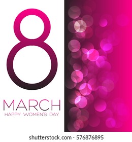 women's day design, vector illustration Greeting card with March 8, women's day on bokeh background, vector illustration