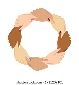 womens day diverse female hands together holding each other vector illustration