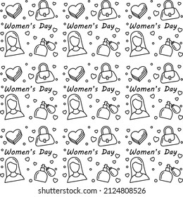 Diseño vectorial sin fisuras del doodle diario de las mujeres