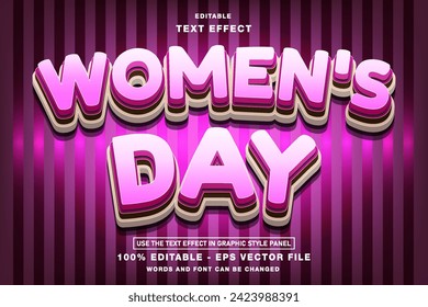 Women's Day Editable Text Effect template design with 3d style use for business brand and logo