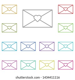 Women's day, envelope, heart multi color icon. Simple thin line, outline vector of 8 march icons for UI and UX, website or mobile application