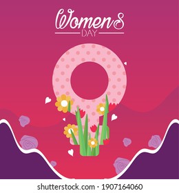 Womens day female gender with flowers and leaves design of Woman empowerment theme Vector illustration