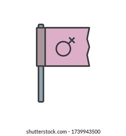 Women's day, flag, gender icon. Simple outline colored vector of 8 march icons for ui and ux, website or mobile application