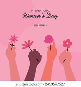 Día de la mujer en diseño plano Rosa	
