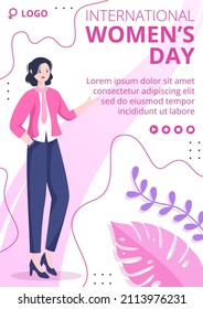 Women's Day Flyer Template Flat Illustration Editable of Square Background Suitable for Social Media, Greeting Card and Web Internet Ads