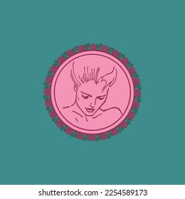 Women's Day with frame of flower and leaves