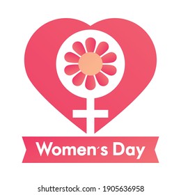 womens day gender female flower heart card white background vector illustration