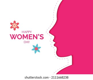 Women's Day With Girl Face Silhouette