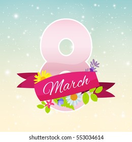 Women's Day Greeting Card 8 March Vector Illustration EPS10