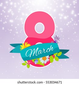 Women's Day Greeting Card 8 March Vector Illustration EPS10