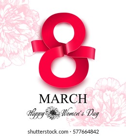 Women's day greeting card. 8 march vector illustration.