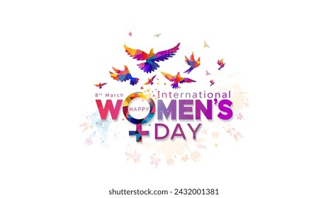 Womens day greeting card. 8th march international women's day typography.