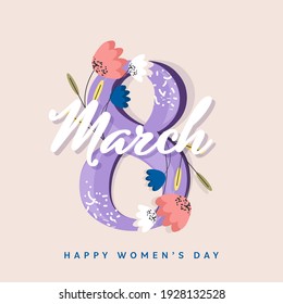 Womens Day Greeting Card Design With Text 8 Decorated By Beautful Flowers.