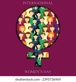 Women's Day greeting Card design in trendy Cut Out paper style. Women's History Month poster template. Vector illustration can used web pages, banner, brochure cover and print.