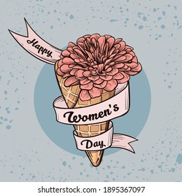 Women's Day Greeting Card with Flowers