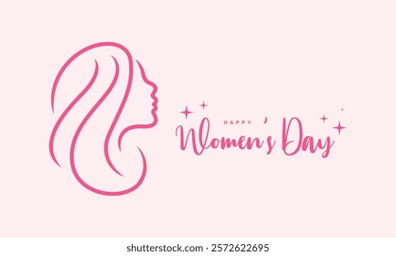Women's day greeting card with line style woman's face