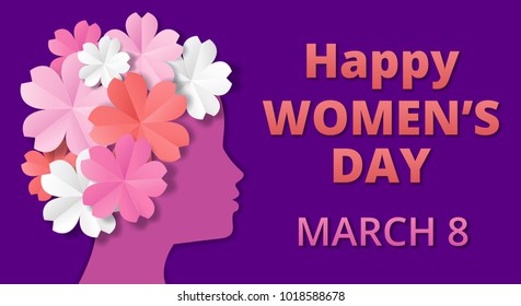Womens Day greeting card in origami style
