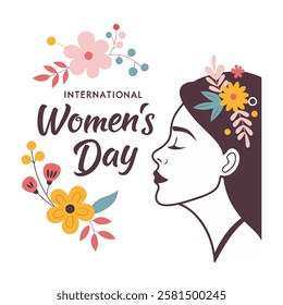 Women's Day Greeting Card stock illustration. 8 March day of Women. Womens day vector illustration.	