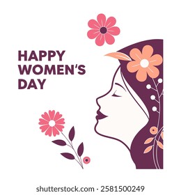 Women's Day Greeting Card stock illustration. 8 March day of Women. Womens day vector illustration.	