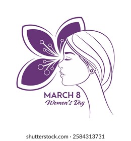 Women's Day Greeting Card stock illustration. 8 March day of Women. Womens day vector illustration.	
