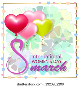 Women's Day greeting card vector illustration