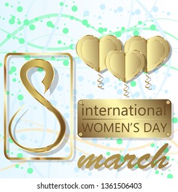Women's Day greeting card vector illustration.