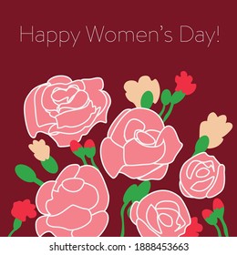 Womens Day greeting postcard. Vector illustration. 