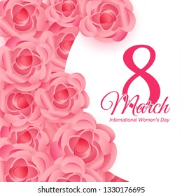 Women's day greeting with rose background