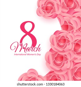 Women's day greeting with rose background