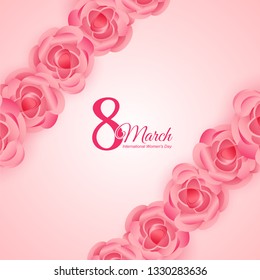 Women's day greeting with rose background