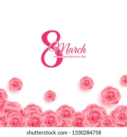 Women's day greeting with rose background