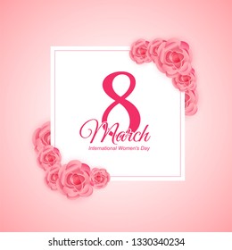 Women's day greeting with rose background