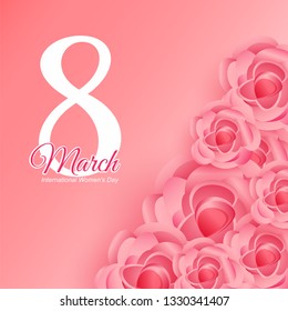 Women's day greeting with rose background