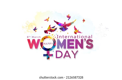 Womens day Greeting with text 8th March International women's day - Shutterstock ID 2126587328