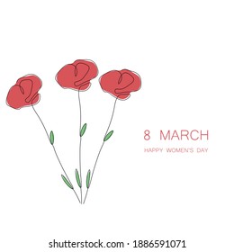  Womens day greetings card wit flowers, vector illustration