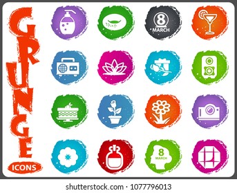 Womens Day grunge icons for user interface design