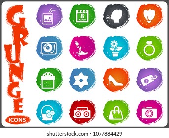 Women's Day grunge icons for user interface design